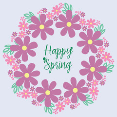 The beauty of pink wreath frame, for happy spring greeting card template design. Vector