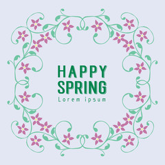 Wallpaper for happy spring greeting card design, with beautiful concept of leaf and floral frame. Vector