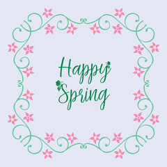 Vintage ornate of leaf and wreath frame, for happy spring greeting card design. Vector