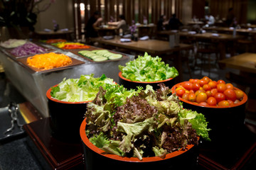 salad bar with vegetables in the restaurant, healthy food