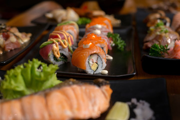 Salmon roll , Japanese favorite food sushi maki