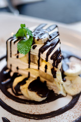 Banana chocolate layer crepe cake