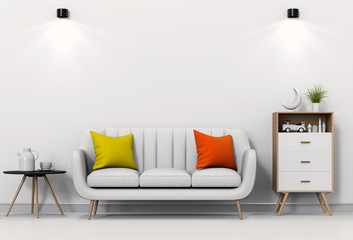 interior living lighting room with sofa. 3D render