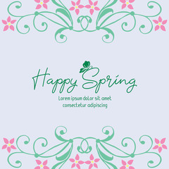 Fototapeta na wymiar Antique shape of leaf and pink flower frame, for happy spring greeting card wallpaper design. Vector