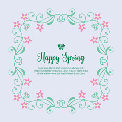 Invitation card wallpapers design for happy spring, with seamless leaf and flower frame. Vector