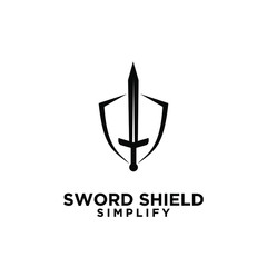 sword and shield logo icon design vector