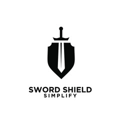 sword and shield logo icon design vector