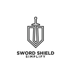 sword and shield logo icon design vector