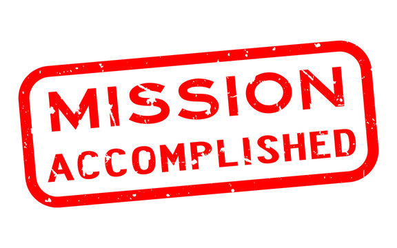 Grunge red mission accomplished word square rubber seal stamp on white background
