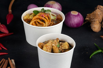 various malaysian foods asam laksa , rojak