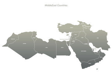 middle east countries map. world map of arab country. 