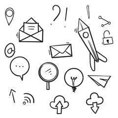 Hand draw business doodles digital platform illustration isolated background