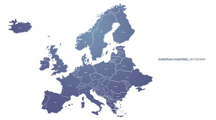 europe map. europe countries map. graphic vector of eu map..  - obrazy, fototapety, plakaty