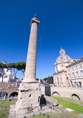Fototapeta na wymiar Trajan's Column and Trajan's Forum located in Rome; Italy.