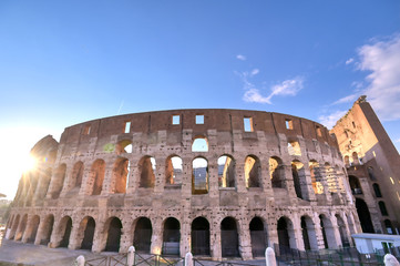 Fototapeta na wymiar The Roman Colosseum in located in Rome, Italy.
