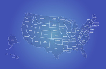 united states of america map, usa map, us. graphic vector of america map.