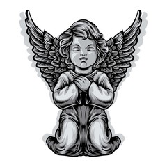 baby angel statue vector illustration