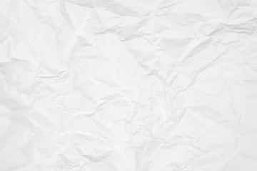 White crumpled paper texture background. Clean white paper. Top view.	