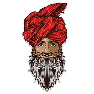 Indian Men Wearing Turban Vector