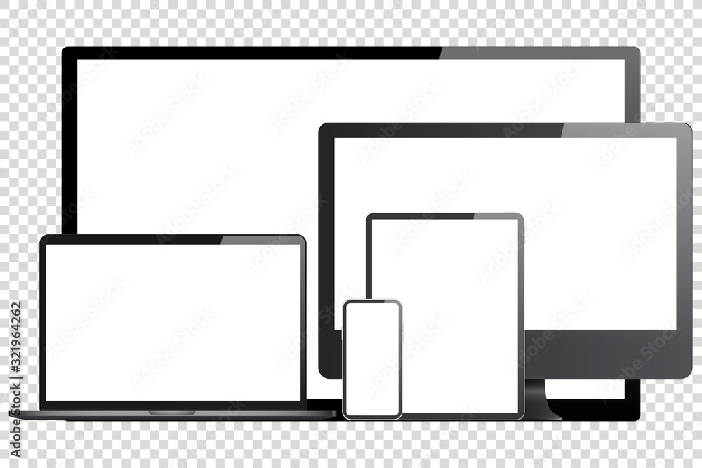 Wall mural computer tv laptop mobile set vector illustration