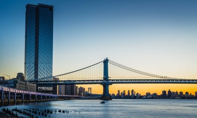 bay brooklyn bridge city river water sea architecture famous manhattan new york sky landmark...