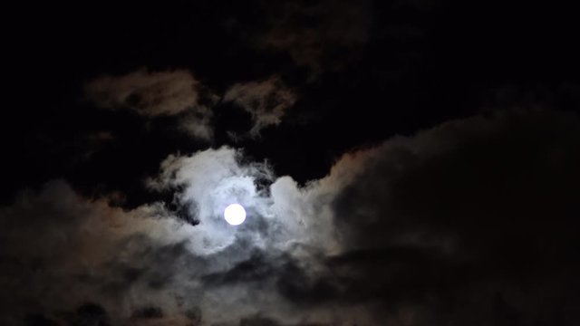 Full Moon In The Cloudy Sky