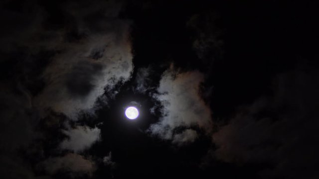 Full Moon In The Cloudy Sky
