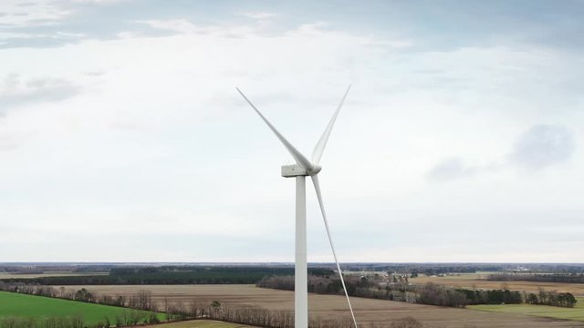 Aerial Orbit Shot of Wind Turbine