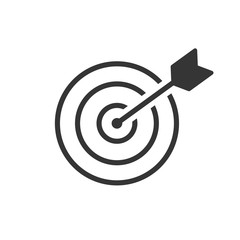 The arrow presses the target button., Focusing on goals, success, successful investment, successful business strategy, targeted investment strategies, icon illustrations and vector