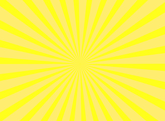 Obraz premium Wektor Żółto-pomarańczowe promienie słońca w godzinach porannych w postaci kreskówki tła