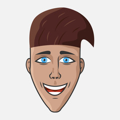 Character for your project. Cartoon vector illustration design. The man with brown hair. Portrait of smiling man.