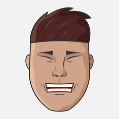 Character for your project. Cartoon vector illustration design. The man with brown hair. Portrait of crying man.