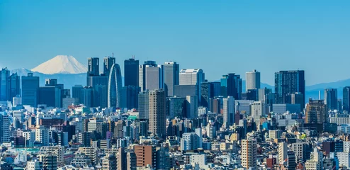 Fotobehang 東京 新宿の高層ビル群と富士山 ~Tokyo Shinjuku Skyscraper & Mt.Fuji ~ © 拓也 神崎