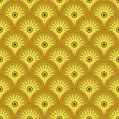 Art deco seamless geometric pattern with floral elements