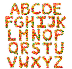 English alphabet  from multi-colored chewing marmalade