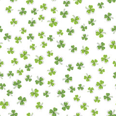 Seamless pattern with shamrock for Saint Patrick's day. Vector