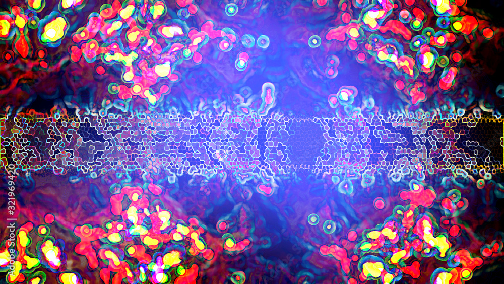 Poster abstract background of bright multi-colored highlights, blurred image, 3d rendering