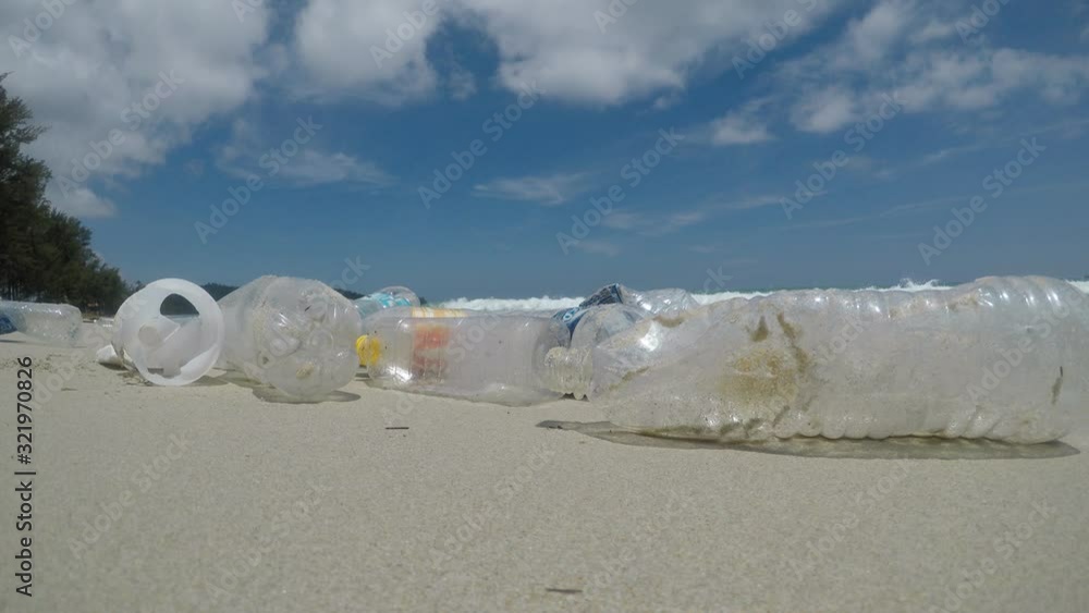 Canvas Prints Plastic polllution of ocean and beach