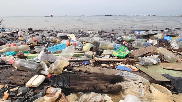 Plastic polllution of ocean and beach