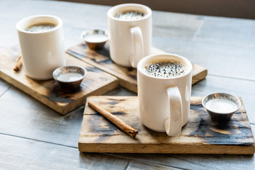 Mexican Cups of Cinnamon Cafe de Olla (Mexican style cinnamon coffee)