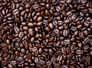 Coffee beans. Roasted coffee beans, can be used as a background. Coffee background close up.