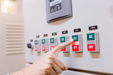Engineer is check Electrical control panel in factory / Control panel System ready.