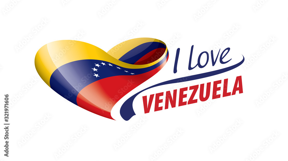 Wall mural national flag of the venezuela in the shape of a heart and the inscription i love venezuela. vector 