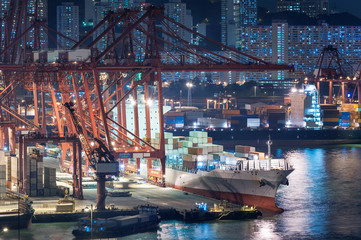 Container Port in Hong Kong at night