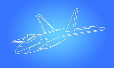 Vector Line Art Stealth Tactical Fighter Jet