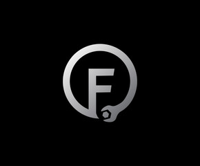 Circle F Letter Metal Logo Icon, Perfect for Technology  and Automotive Concept.