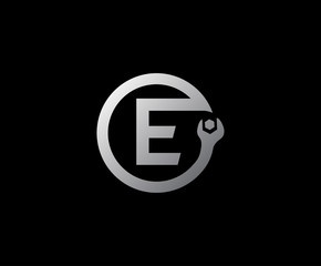 Circle E Letter Metal Logo Icon, Perfect for Technology  and Automotive Concept.