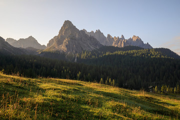 Landscape of mountains in Dolomites Italy in summer