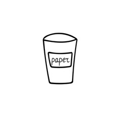 waste sorting, trash bin hand drawn in doodle style. containers for paper