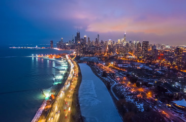 Obraz premium Panoramę powietrza w centrum Chicago